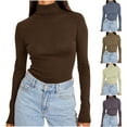 thumbnail image 1 of Nfurl Plus Size Womens Turtleneck Shirts Business Casual Long Sleeve Solid Color Blouses Slim Fit Undershirts 2025 Fall Outfits Coffee XXXL, 1 of 8