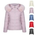 thumbnail image 1 of Nfurl Puffer Jackets for Women Plus Size Fitted Solid Color Puffy Quilted Jacket Soft Faux Fur Hood Coats Ladies Winter Coats Black XL, 1 of 4