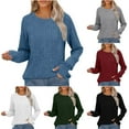 thumbnail image 1 of Nfurl Ribbed Knit Sweaters for Women Casual Crewneck Pullover Sweater Cozy Long Sleeve Solid Color Sweaters 2025 Fall Outfits Wine L, 1 of 8