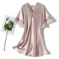 thumbnail image 1 of Nfurl Satin Long Nightgowns for Women Elegant Embroidered Print 3/4 Sleeve Nightgown Spring Night Gown for Sleeping Ladies Sleepwear Pink,XL, 1 of 5