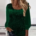 thumbnail image 1 of Nfurl Sequin Tops for Women Sparkling Square Neck Velvet Shirt Elegant Glitter Long Sleeve Cocktail Evening Club Clothes Ladies Party Wear Top Green XL, 1 of 5