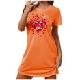 thumbnail image 1 of Nfurl Short Sleeve Night shirts for Women Elegant Heart Printed Crew Neck Sleepshirts Loose Loungewear Soft Sleepwear Ladies Valentines Nightgown Orange XXL, 1 of 6