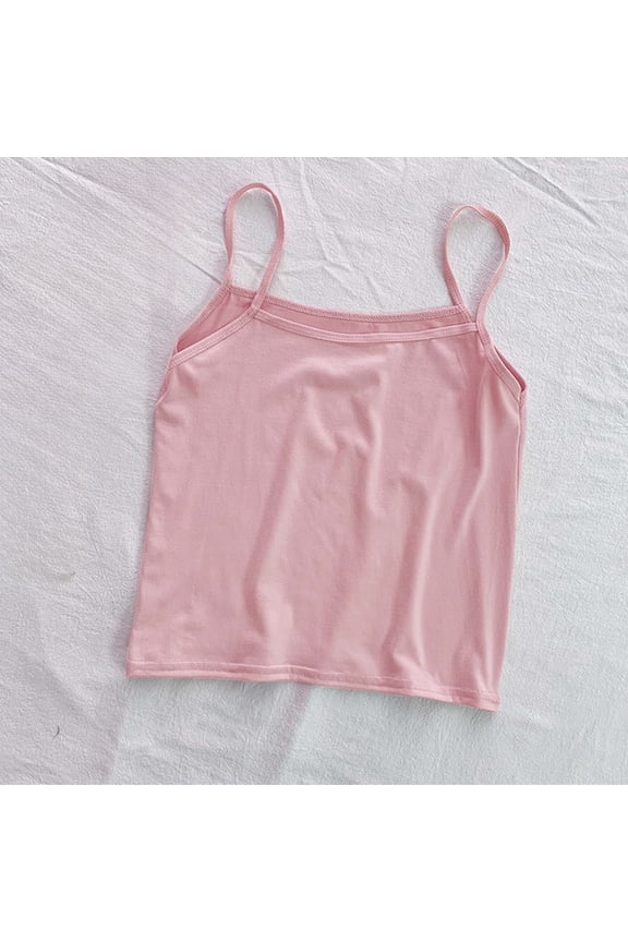 Spaghetti Strap Tank Tops for Women Lightweight Solid Color Camisole Tops Fitted Basic Sleeveless Undershirts Casual Summer Tanks Hot Pink,Free Size