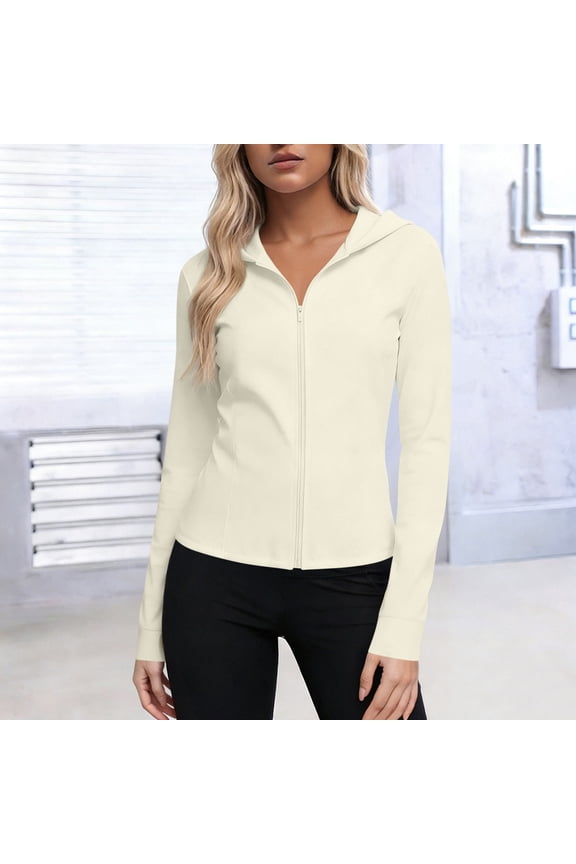 Sun Jacket Women UV Protection Clothing Fitted Long Sleeve Zip up Crop Gym Athletic Jackets Lightweight Sun Protection Summer Jacket Khaki,Size L