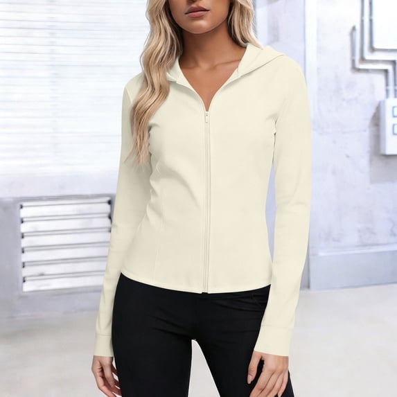 Nfurl Sun Jacket Women UV Protection Clothing Fitted Long Sleeve Zip up Crop Gym Athletic Jackets Lightweight Sun Protection Summer Jacket Khaki,Size XXL