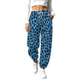thumbnail image 1 of Nfurl Sweatpants for Women Trendy Graphic Prints Mid Rise Sweatpant with Pockets Drawstring Elastic Waist Casual Pants Blue,M, 1 of 9
