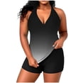 thumbnail image 1 of Nfurl Tankini Bathing Suits for Women Plus Size Two Piece V Neck Tankini Swimsuit with Shorts Trendy Modest Swimsuits Ladies Swimwear Black,Size XXXL, 1 of 5