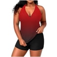 thumbnail image 1 of Nfurl Tankini Bathing Suits for Women Plus Size Two Piece V Neck Tankini Swimsuit with Shorts Trendy Modest Swimsuits Ladies Swimwear Red,Size XXXXL, 1 of 7
