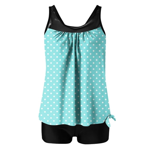Nfurl Tankini Bating Suits for Women Swimwear Trendy Floral Print Tankini Swimsuits Tummy Control 2 Piece Bathing Suits with Shorts Mint Green,Size XXL