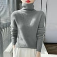 thumbnail image 1 of Nfurl Turtleneck Sweater Women Comfy Long Sleeve Fall Sweaters Cozy Casual Solid Color Pullover Tops Knitwear Ladies Sweater Gray,XL, 1 of 3