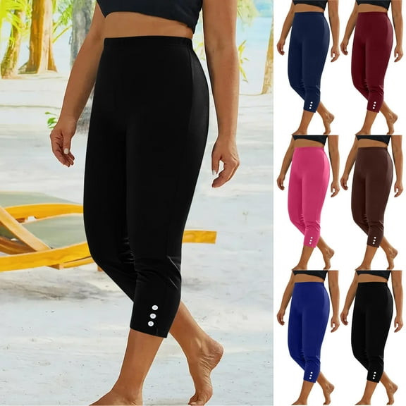 Nfurl Ultra Soft Capri Leggings for Women Tummy Control Stretchy Leggings Non See Through Workout Pants Slimming High Waisted Capris for Joggings