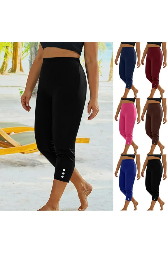 Ultra Soft Capri Leggings for Women Tummy Control Stretchy Leggings Non See Through Workout Pants Slimming High Waisted Capris for Joggings