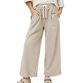 thumbnail image 1 of Nfurl Wide Leg Sweatpants for Women Elastic Waist Open Bottom Baggy Sweat Pants with Pockets Work Casual Barrel Sweatpant Comfy Lounge Pants Beige,XXL, 1 of 5