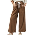 thumbnail image 1 of Nfurl Wide Leg Sweatpants for Women Elastic Waist Open Bottom Baggy Sweat Pants with Pockets Work Casual Barrel Sweatpant Comfy Lounge Pants Brown,XXXL, 1 of 5