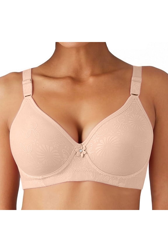 Wireless Bras for Women Seamless Full Coverage Bralette Comfy no Wire Push up Padded Anti Sagging Breast Bra for Older Women Everyday Bra Khaki 38