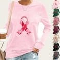 thumbnail image 1 of Nfurl Women Blessed Breast Cancer Ribbon Graphic Tees Shirts Long Sleeve Cancers Awareness T-shirts for Breast Cancer Survivor Gifts Black XXL, 1 of 5