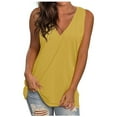 thumbnail image 1 of Nfurl Women V Neck Tank Tops Casual Wide Strap Solid Color Sleeveless Tee Shirts Summer Flowy Tunic Tank Tops Fitted Basic T-shirts Yellow,M, 1 of 3