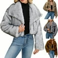 thumbnail image 1 of Nfurl Women's Faux Fur Cropped Jackets Soft Fluffy Long Sleeve Lapel Short Coats Trendy Open Front Jackets Ladies Going Out Outerwear Khaki XXL, 1 of 10