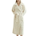thumbnail image 1 of Nfurl Women's Flannel Long Length Bathrobes with Pockets Thicken Soft Fuzzy Long Sleeve Robes Comfy Spa Housecoats Warm Winter Robe Beige XXL, 1 of 5