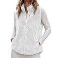 thumbnail image 1 of Nfurl Women's Fleece Vests with Pockets Warm Sleeveless Vest Jacket Trendy Fall Winter Stand Collar Outerwear Vests White,XL, 1 of 7
