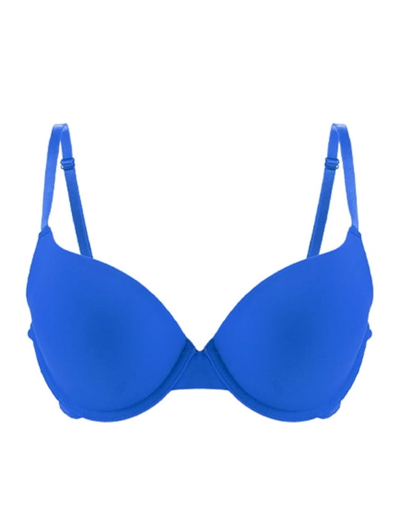 Women's Plunge Bras Push up Underwire Balconette Adjustable Strap Support Lift V Neck Bra Anti-sagging Everyday Balconette Blue,S