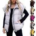 thumbnail image 1 of Nfurl Women's Puffer Vests Fashion Casual Stand Collar Sleeveless Down Jackets Warm Solid Color Zip Up Puffy Vest Ladies Outerwear Gray L, 1 of 10