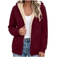 thumbnail image 1 of Nfurl Women's Sherpa Fleece Lining Jackets Long Sleeve Zip up Jackets with Hooded and Pockets Warm Fall Winter Coats Wine,XL, 1 of 6