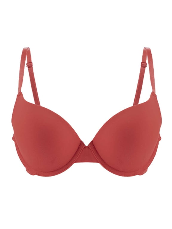 Womens Balconette Bra Push up Underwire Plunge Bra Supportive Soft Cup Bras for Saggy Breast Everyday Wear Coffee,L