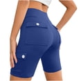 thumbnail image 1 of Nfurl Womens Biker Shorts with Pockets no Front Seam Workout Leggings Shorts High Waist Tummy Control Gym Yoga Shorts Summer Blue,M, 1 of 7