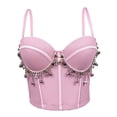 thumbnail image 1 of Nfurl Womens Corset Tops Glitter Rhinestone Chain Going Out Corsets Elegant Adjustable Strap Bustier Tops Night Out Festival Party Club Wear Pink,L, 1 of 6