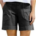 thumbnail image 1 of Nfurl Womens Cotton Linen Shorts Elastic Waist Going Out Shorts with Pockets Comfy Summer Vacation Beach Shorts Daliy Wear Gray XXL, 1 of 6