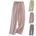 thumbnail image 1 of Nfurl Womens Cotton Pajama Pants Soft Wide Leg Solid Color Pjs Bottoms Comfy Elastic Waist Lounge Sleep Bottom Ladies Pj Pant Pink L, 1 of 7