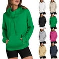 thumbnail image 1 of Nfurl Womens Cowl Neck Pullover Hoodies Casual Long Sleeve Drawstring Hooded Sweatshirts with Pockets Solid Color Hoodie 2025 Fall Clothes Hot Pink S, 1 of 5