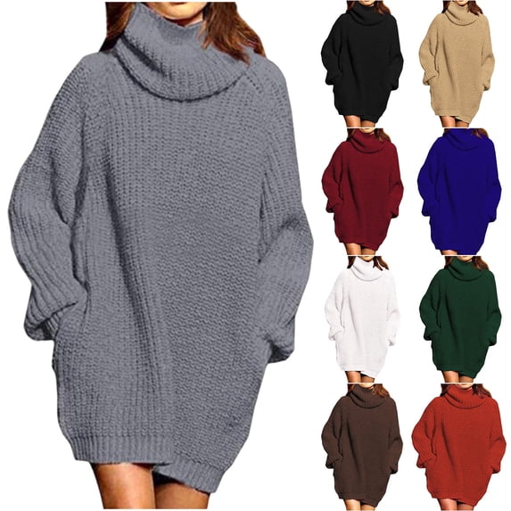 Nfurl Womens Cowl Neck Sweaters Loose Fit Long Sleeve Solid Color Ribbed Knit Sweater with Pockets Tunic Tops Cozy Ladies Pullover Jumper Top Brown XL