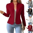 thumbnail image 1 of Nfurl Womens Cropped Blazers Fitted Open Front Solid Color Ladies Blazer Business Casual Long Sleeve Work Office Suit Jackets Black L, 1 of 10