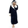 thumbnail image 1 of Nfurl Womens Fluffy Fleece Robes with Pockets and Hood Long Length Warm Soft Long Sleeve Nightwear Bathrobe Soft Ladies Housecoats Robe Navy XL, 1 of 6