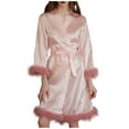 thumbnail image 1 of Nfurl Womens Fuzzy Short Robes Lightweight Comfy Long Sleeve Nightgowns Brides Bridesmaid Wedding Party Robe Ladies Housecoats Bathrobe Pink M, 1 of 4