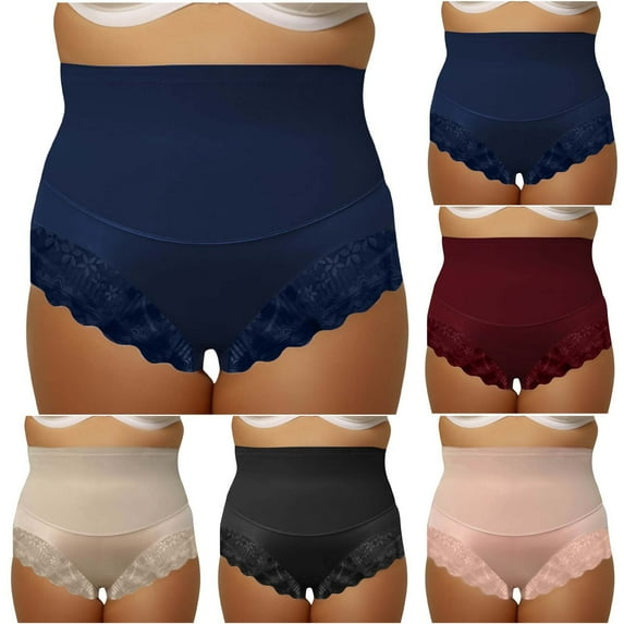 Nfurl Womens High Waisted Cotton Briefs Underwear Ladies Panties Tummy Control Full Coverage Briefs Plus Size Panties Khaki XXXXL