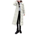 thumbnail image 1 of Nfurl Womens Long Puffer Jackets Winter Warm Hooded Maxi Length Long Sleeve Down Jacket with Pockets Thermal Outerwear Coats Beige M, 1 of 6
