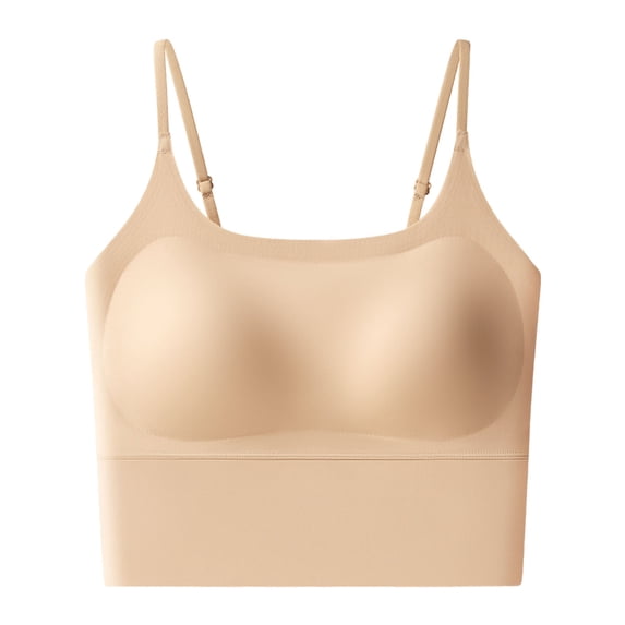Nfurl Womens Longline Sports Bras Seamless Wireless Molded Cup Sports Bra High Impact Push up Workout Yoga Bras Adjustable Strap Crop Tops Khaki,L