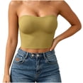 thumbnail image 1 of Nfurl Womens Longline Strapless Bra Non-Slip Full Coverage Wireless Tube Tops Bra Seamless Pads Push Up Bandeau Bras Longline Bralette Green,S, 1 of 5