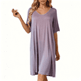 thumbnail image 1 of Nfurl Womens Modal Night Gown Short Sleeve Sleepshirts Summer Nightgown for Women Soft Comfy Crew Neck Night Gowns for Sleeping Purple,L, 1 of 5