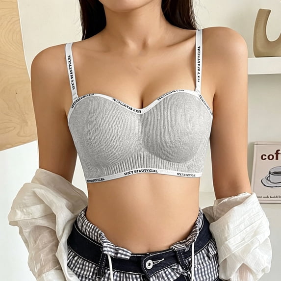 Nfurl Womens No Underwire Bra Supportive Push up Wireless Bras Soft Cup Comfortable Everyday Bralettes Gray,36