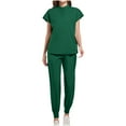 thumbnail image 1 of Nfurl Womens Nurse Scrubs Uniform Sets 2 Piece Solid Color Joggers Cap Sleeve Scrub Tops Nursing Uniform Scrub Sets for Women Workwear Green XXL, 1 of 4
