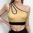 thumbnail image 1 of Nfurl Womens One Shoulder Sports Bras Breathable Comfort Yoga Bra Wirefree Padded Bras Medium Support Workout Bra for Fitness Yellow XXL, 1 of 6