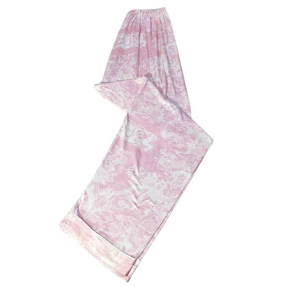 Nfurl Womens Petite Pajama Pants Cute Floral Graphic Wide Leg Pjs Bottoms Lightweight Drawstring Elastic Waist Lounge Sleep Bottom Pink XL
