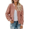 thumbnail image 1 of Nfurl Womens Petite Sherpa Jackets Warm Long Sleeve Zip up Fleece Jacket Fitted Solid Color Outerwear Coat Ladies Fall Winter Clothes Pink M, 1 of 6