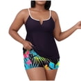 thumbnail image 1 of Nfurl Womens Plus Size Tankini Bathing Suits 2 Piece Trendy Floral Print Swim Tank Tops Swimwear with Shorts Summer Tankini Swimsuits Purple,Size XL, 1 of 6