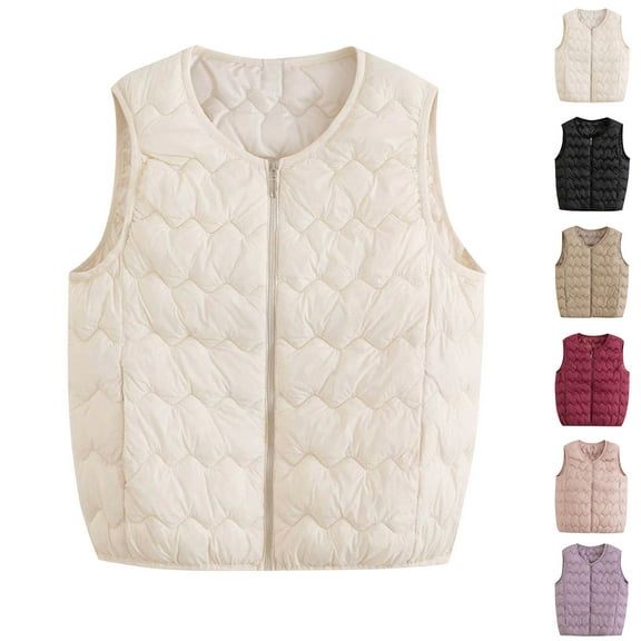 Nfurl Womens Puffer Vests Lightweight Solid Color Zip Up Sleeveless Jackets Causal Outerwear Vest Fall Winter Fashion Coats Black XXXXXL