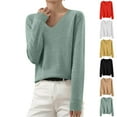 thumbnail image 1 of Nfurl Womens Pullove Knit Sweaters Lightweight Long Sleeve V Neck Sweater Soft Plain Basic Sweaters Casual 2025 Fall Outfits Going Out Tops Green XL, 1 of 6